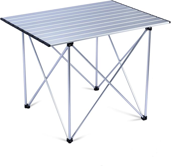 iClimb Ultralight Compact Camping Folding Table with Carry Bag (Reinforced Silver - XL)