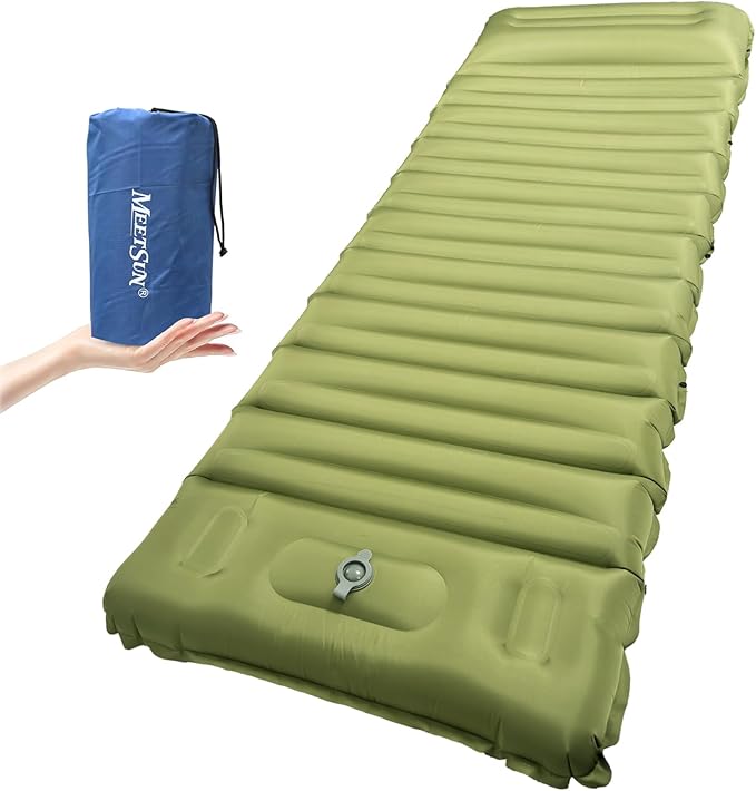 MEETSUN Insulated Sleeping Mat for Camping,50D Poly Pongee Fabric,Wear-Resistant,Enlarged Size,5" Thick Camping Mattress Pad with Built-in Foot Pump,Lightweight Sleeping Pad for Backpacking,Car,Tent.