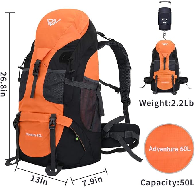 50L Hiking Backpack, Waterproof Lightweight Daypack for Outdoor Camping Travel