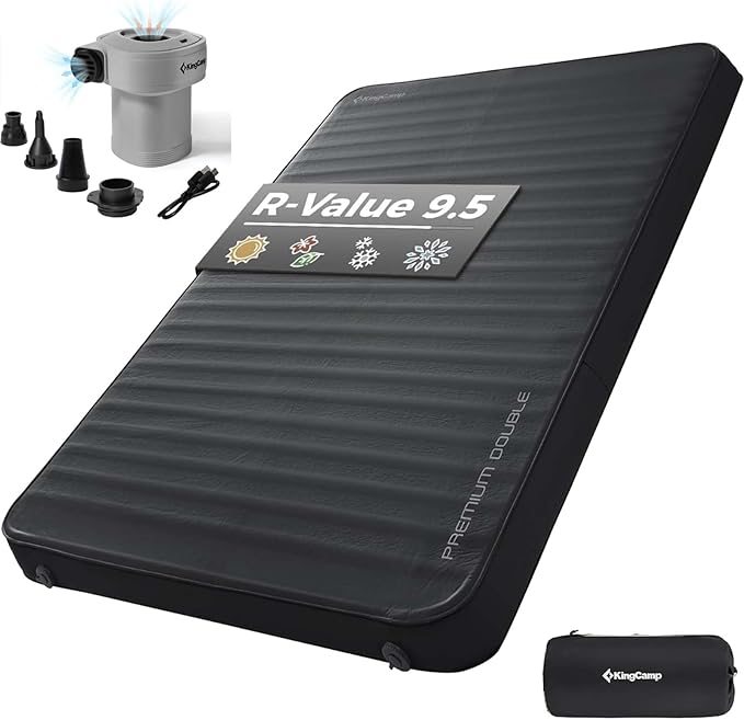 KingCamp Self Inflating Sleeping Pad for Camping Ultra Thick Double Single Foam Mattress High R Value Camping Air Pad Mat, Multi Colors & Sizes