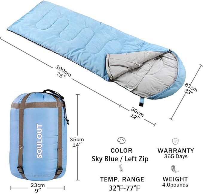 Sleeping Bag,3-4 Seasons Warm Cold Weather Lightweight, Portable, Waterproof Sleeping Bag with Compression Sack for Adults & Kids - Indoor & Outdoor: Camping, Backpacking, Hiking