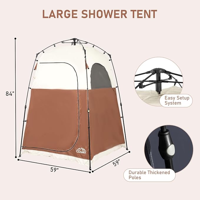 Instant Pop-up Camping Shower Tent Privacy Shelter with 1 Room/2 Rooms, Portable Outdoor Shower, Changing Room, Sun Shelter for Camping, Beach Hiking, and Fishing