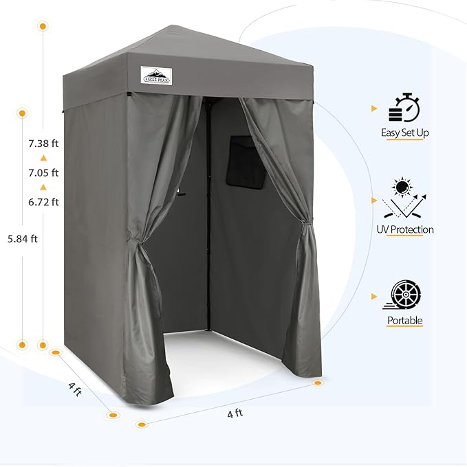 EAGLE PEAK Flex Ultra Compact 4x4 Pop-up Canopy, Sun Shelter, Changing Room, Portable Privacy Canopy Cabana for Pool, Fashion Photoshoots, or Camping, 4x4 ft, Dark Gray