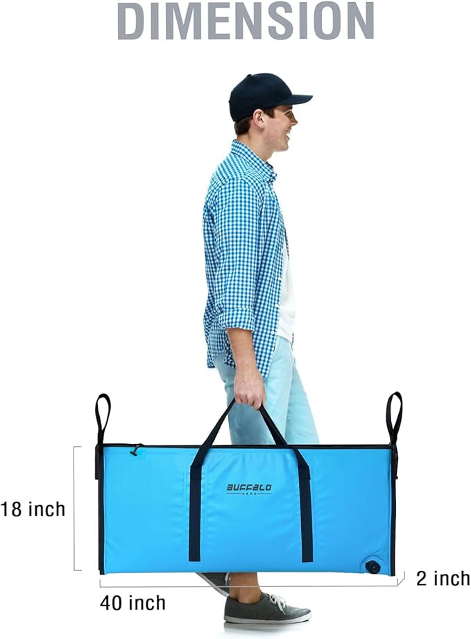 Buffalo Gear Insulated Fish Cooler Bag 40x18in 48x18in Leakproof Kill Bag Portable Waterproof Keep Ice Cold More Than 24 Hours