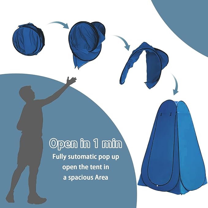 Camping Toilets Portable with Pop up Privacy Tent, X Large Portable Potty for Adults,2 in 1 Toilet for Adults for RV Camping Travel (Blue)