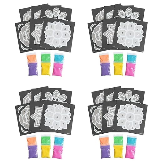 Colorations World of Art - India Rangoli, 6 Designs with Sand - Set of 24