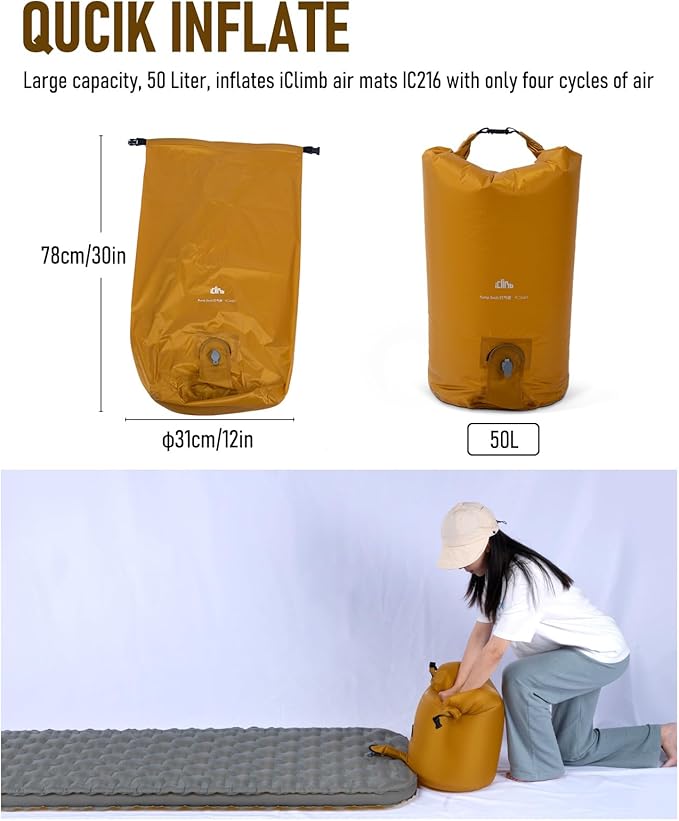 iClimb Stable Comfortable Air Sleeping Pad Ultralight Compact for Adults Camping Backpacking