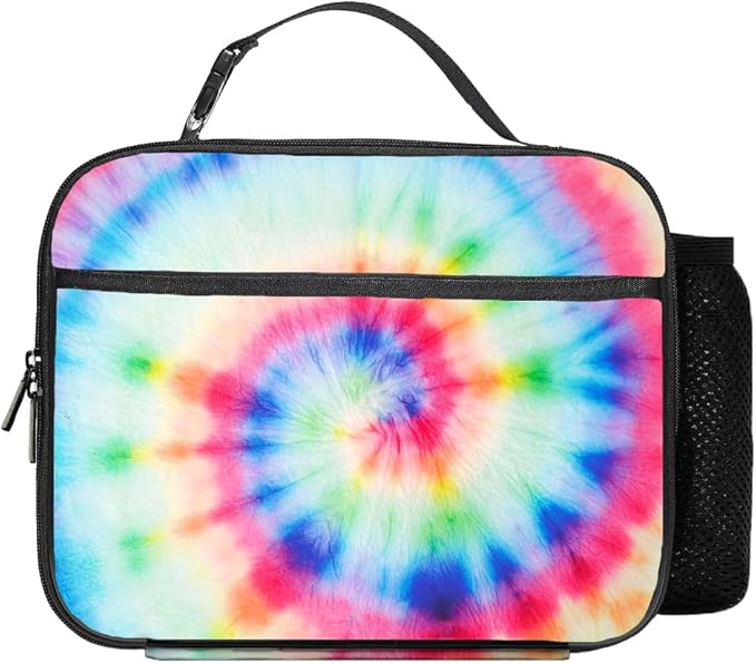 Tie Dye Lunch Bag Reusable Insulated Lunch Box Keep Food Cooler Thermal Lunch Tote for Women Men