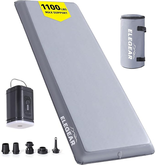 Elegear FiberAir Camping Sleeping Pad, 4’’ Ultra-Thick & 1100lb Ultra-Support Camping Air Mattress with Multi-Function Electric Pump, Durable Sleeping Pad for Camp/Backpacking/Hiking/Tent/Home