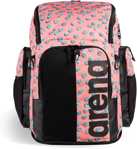ARENA Spiky III Backpack 45 Swimming Athlete Sports Gym Rucksack Large Training Gear Equipment Swim Bag for Men and Women, 45 Liters, Dices