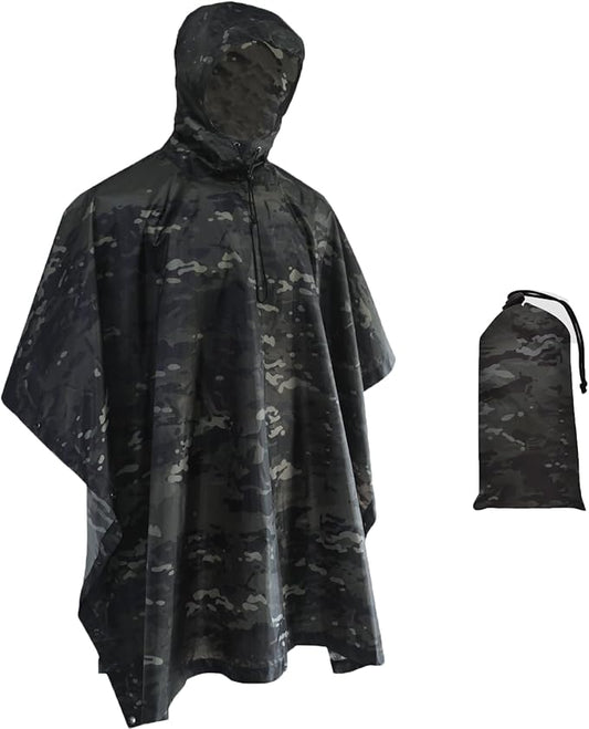Camo Rain Poncho, Multi Use Waterproof Rain Coat
