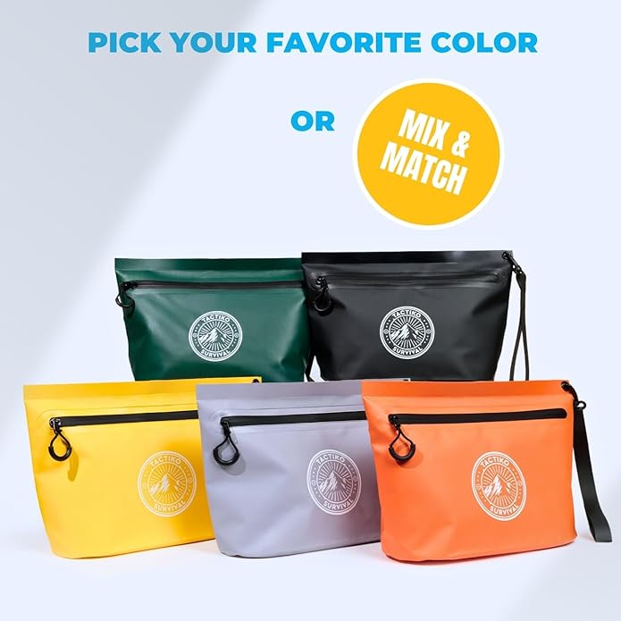 Tactiko Heavy-Duty 2L Splash Water Resistant Zipper Pouch - Hold-All Organizer for Dry Bags, Travel Bags