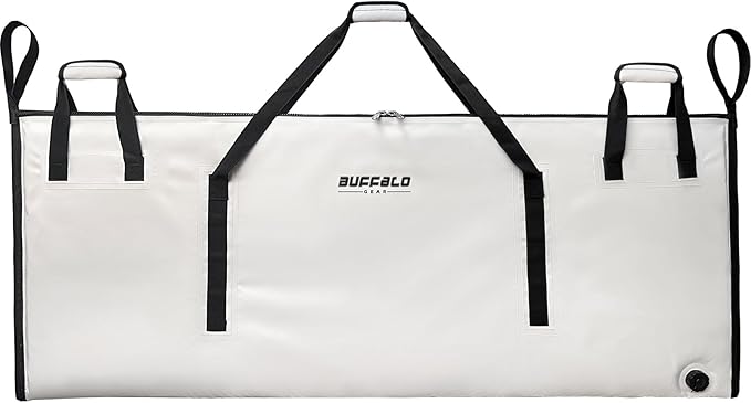 Buffalo Gear Insulated Fish Cooler 60in 71in 116in Large Kill Bag - Portable Waterproof, Keeps Ice-cold More Than 24 Hours
