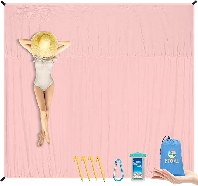 BYDOLL Nylon Beach Blanket Waterproof Sandproof Oversized 10'x9' Suits 1-8 Adults Sand Free Extra Large Blanket Lightweight Soft Picnic Mat for Beach Travel Camping