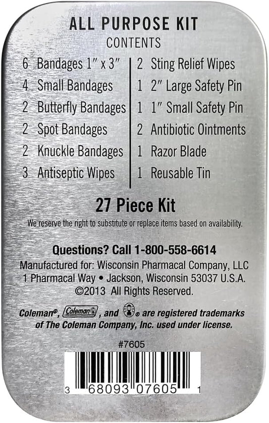Coleman All Purpose Mini First Aid Kit - Compact & Affordable Emergency Preparedness with First Aid Assortment - 27 Pieces – Travel Friendly