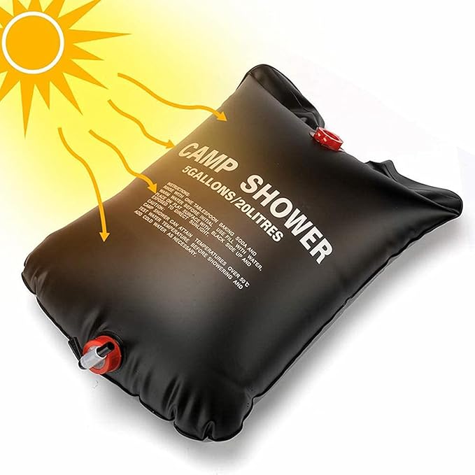 Solar Shower Bag, Gallons/20L Portable Camping Shower Bag with Hose and Shower Head Removable Shower Bag for Camping Beach Swimming Outdoor Traveling.