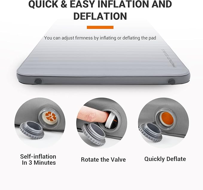 KingCamp Luxury 3D Insulated Double Self Inflating Camping Sleeping Pad, Portable Large Thick Self Inflatable Foam Air Mattress