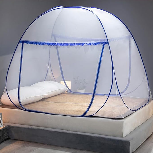 Mosquito Net for Bed, Folded Size 12 inch Portable Camping Travel Mosquito Net, Pop Up Mosquito Tent with Double Entry for King Queen Size Bed (Folded 17 Inch, 71"x79"x59")