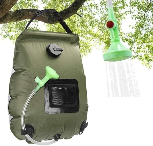 Solar Portable 5 Gal/20L Heating Removable Hose & On-Off Switchable Compact Shower Bag for Camping Hiking Traveling Beach Swimming