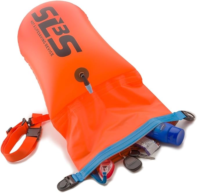 Swim Buoy for Open Water with Dry Bag - 20L Lightweight Floating Device with Built-in Waterproof Swimming Bag for Swimmers - Highly Visible Ocean Tow Float with Adjustable Waist Straps