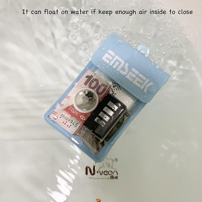 Armband Waterproof wallet Floating Surf Car Key Fob Case Beach dry bag ankle Waterproof Pouch Holder For GPS Key Money Credit Vaccine Card Driver License ID Badge (Blue)