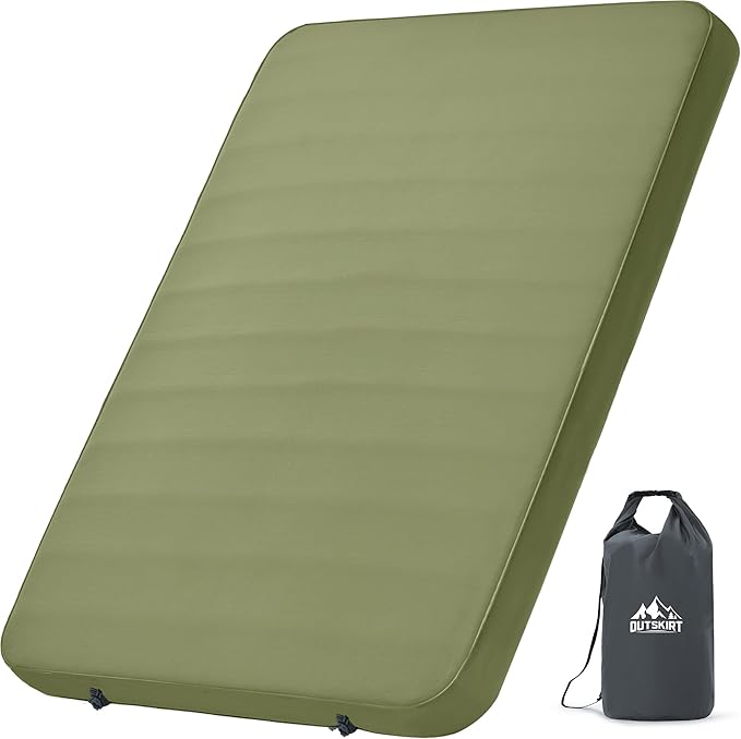 OUTSKIRT Camping Mattress, Self Inflating Sleeping Pad with Pump Sack, Foam Camping Pad for Sleeping, 4” Thickness Sleeping Mat for Camp/Travel/Car/Tent, 4 Season Camp Air Mattress
