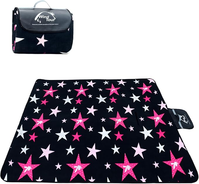 Wind Tour Family Outdoor Waterproof Durable Picnic Blankets with Carry Strap Foldable Sandproof Picnic Floor Mat for Kids Playground Camping Hiking Grass Travelling (1, Star -200 * 200cm)