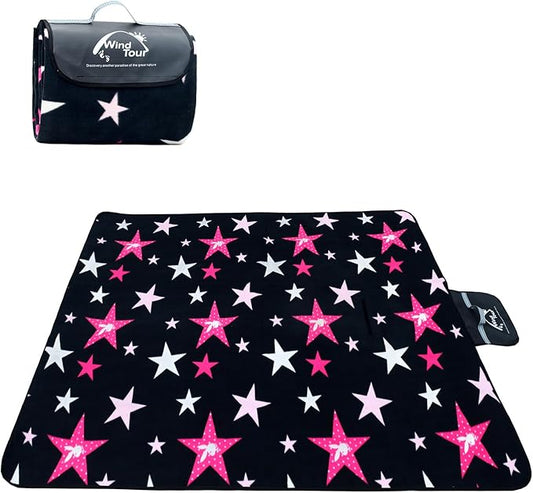 Wind Tour Family Outdoor Waterproof Durable Picnic Blankets with Carry Strap Foldable Sandproof Picnic Floor Mat for Kids Playground Camping Hiking Grass Travelling (1, Star -200 * 200cm)
