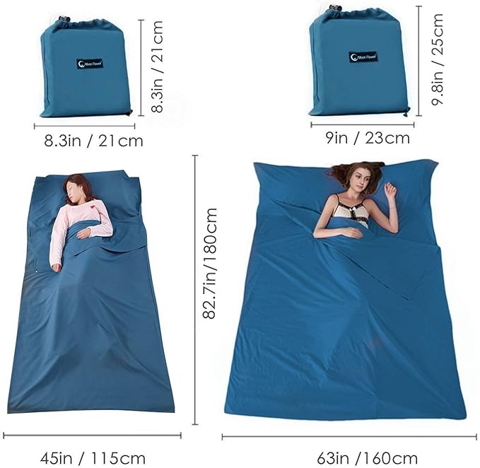 Sleeping Bag Liners Lightweight Travel Camping Sheet Sleep Bag Liner Adults Lightweight Warm Weather Hotel Compact Portable Sleeping Sack Indoor Outdoor Hostels Traveling Backpacking Hiking Blankets