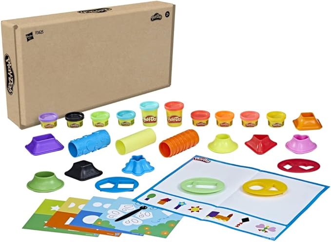Play-Doh Shapes and Colors Set, 5 Activity Playmats, 15 Tools & 10 Cans of Assort. Colors, Back to School Classroom Supplies, Preschool Toys, Ages 2+ (Amazon Exclusive)