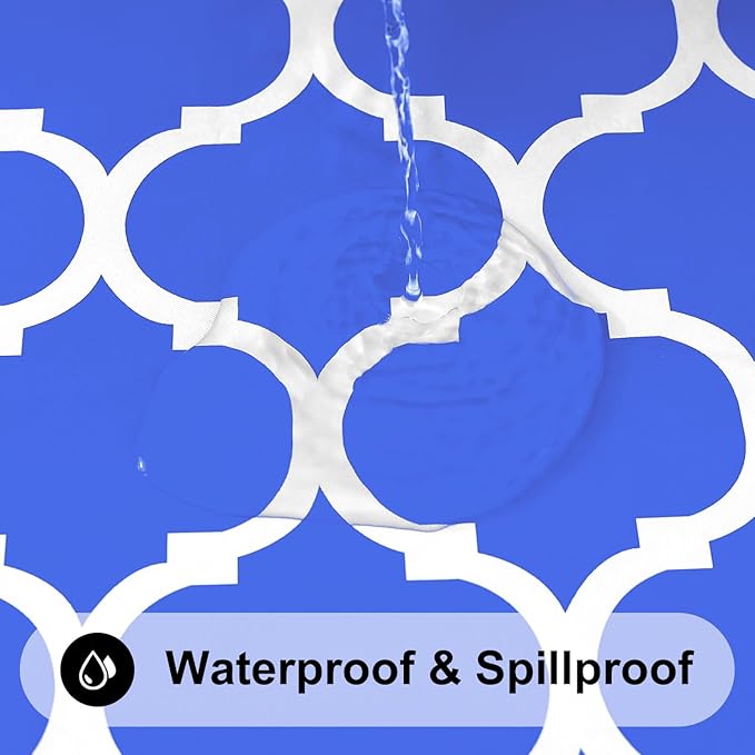 Smiry Rectangle Picnic Table Cover, Waterproof Elastic Fitted Camping Tablecloths for 6 Foot Tables, Wipeable Flannel Backed Vinyl Tablecloth Protector for Indoor, Outdoor (Blue, 30x72 Inches)