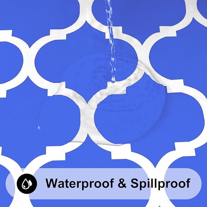 Smiry Rectangle Picnic Table Cover, Waterproof Elastic Fitted Camping Tablecloths for 4 Foot Tables, Wipeable Flannel Backed Vinyl Tablecloth Protector for Indoor, Outdoor (Blue, 30x48 Inches)