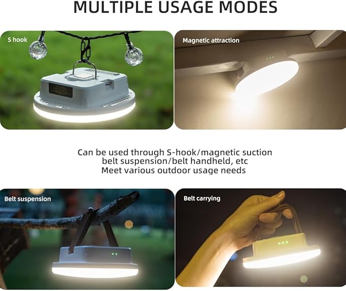 Multifuntional Rechargeable Camping Lantern,Magnetic Flashlight Power Bank for Power Outages,Portable LED Tent Light,Waterproof Emergency Light for Camping Hiking Tent Storms(Green)