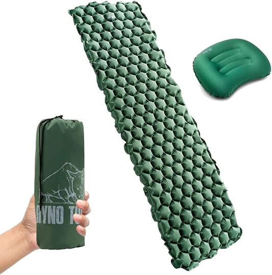 Camping Sleeping Pads and Camping Pillow Set - Ultralight Sleeping Pad for Camping, Backpacking Pad and Hiking Sleeping Pad- Ultralight and Packable Floor Sleeping Mat and Pillow Set