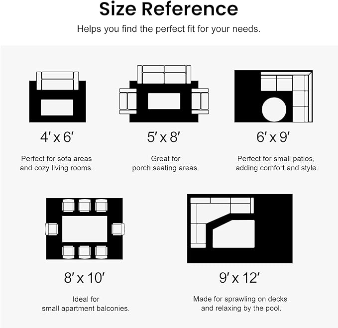 Smiry Waterproof Outdoor Rug 6x9 ft, Reversible Plastic Straw Patio Camping Rugs, Outdoor Indoor RV Mat Carpet for Patio, Outside Entry, Backyard, Deck, Bench, Picnic, Camper, White & Navy