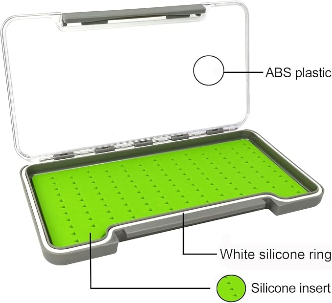 Aventik Fly Fishing Boxes Silicone Super Slim Fishing Storage Fishing Tackle Case Waterproof Best Pocket Sizes 7.36"X4.02"X0.63"/5.39"X3.74" X0.63'’(2pc-g048lb)