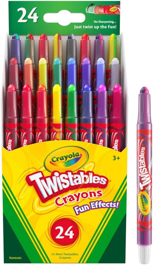 Crayola Twistables Crayons (24ct), Special Effects Crayons for Kids, No Sharpening Coloring Supplies, Less Mess, Gifts for Kids