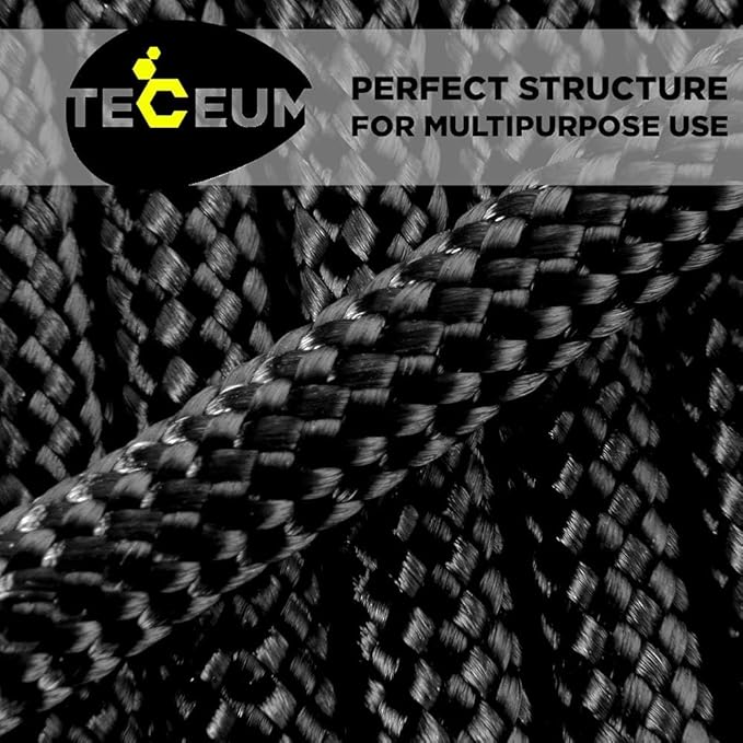 Bundle of 2 Items – TECEUM Paracord Type IV 750 lb Black 50 ft & Type III 550 Red (Fire) 100 ft – 4mm – Nylon Strong Tactical MIL–SPEC Parachute Cord – Survival Emergency EDC Camping Hiking Military