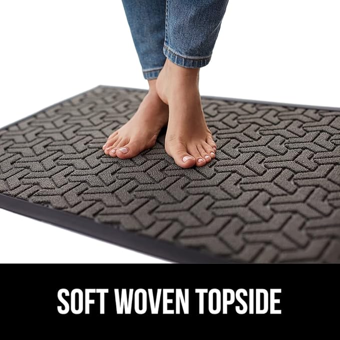 GORILLA GRIP 100% Waterproof All-Season WeatherMax Doormat, 72x24 Runner, Durable Natural Rubber, Stain and Fade Resistant, Low Profile, Indoor Outdoor Doormats, Easy Clean Entry Mat, Slate Geometric