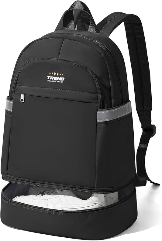 coofay Small Gym Backpack For Women Men Black Travel Backpack With Shoe Compartment Waterproof Sports Backpacks Small Gym Bag for Women Dance Backpacks For Dancers