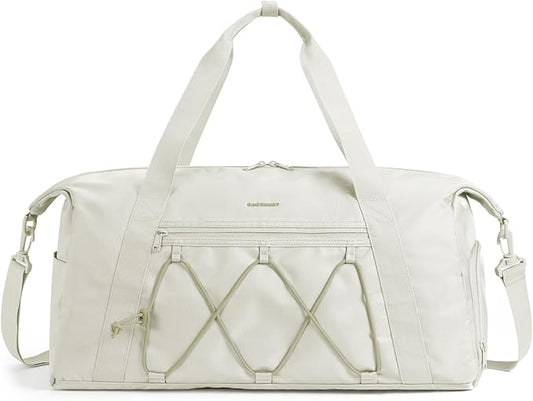 BAGSMART Small Gym Bag With Shoe Compartment & Wet Pocket, Lightweight Sports Travel Duffel Bag, Carry On Bag Weekender Overnight Bag, Water Resistant Sports Gym Tote Bags Swimming Yoga, Beige
