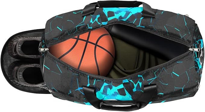 3d Light Wall Football Dry Wet Depart Duffle Overnight Bag with Shoes Compartment & Wet Pockets, Water Resistant Weekender Travel Gym Pouch For Swim Gymnastics Ballet Sleepovers