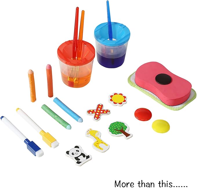 Easy Playhouse Easel for Kids, Wooden Whiteboard & Chalkboard Easel | Adjustable Height, Double-Sided Art Easel for Children