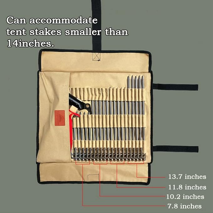 Campingmoon Tent Storage Bag, Can Holds 20 of The Long Tent Stakes, Thickened Canvas Can Withstand Tent Stakes Heavy Duty, B-135