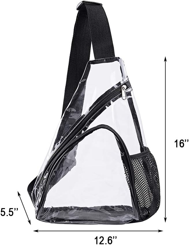 Clear PVC Sling Bag - Stadium Approved Clear Shoulder Crossbody Backpack