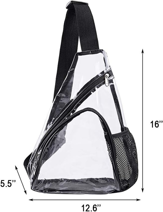Clear PVC Sling Bag - Stadium Approved Clear Shoulder Crossbody Backpack