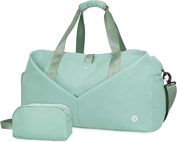 Ceneda 20" Gym Duffel Bag with Wet Pocket Shoes Compartment Portable Overnight Weekender Bag Travel bag Yoga Bag for Women (Mint Green)