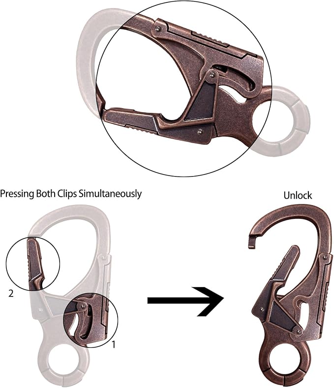 Ahiller Muscular Carabiner Hook，3.1" Alloy Thick Keychain Clip for Man, Outdoor Camping, Hiking Accessories, Key Ring