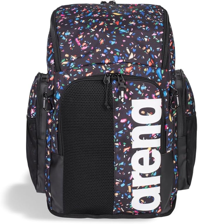 ARENA Spiky III Backpack 45 Swimming Athlete Sports Gym Rucksack Large Training Gear Equipment Swim Bag for Men and Women, 45 Liters, Confetti Black