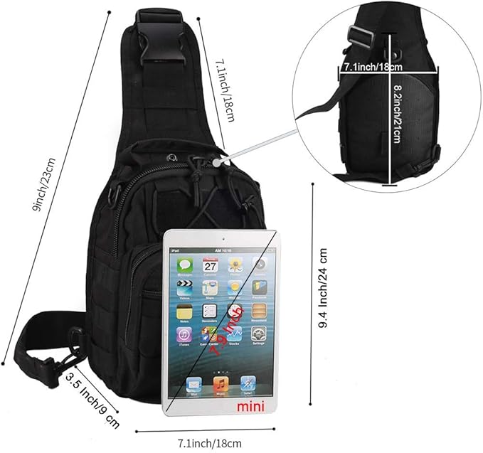 Tactical Shoulder Bag,1000D Outdoor Military Sling Daypack Backpack